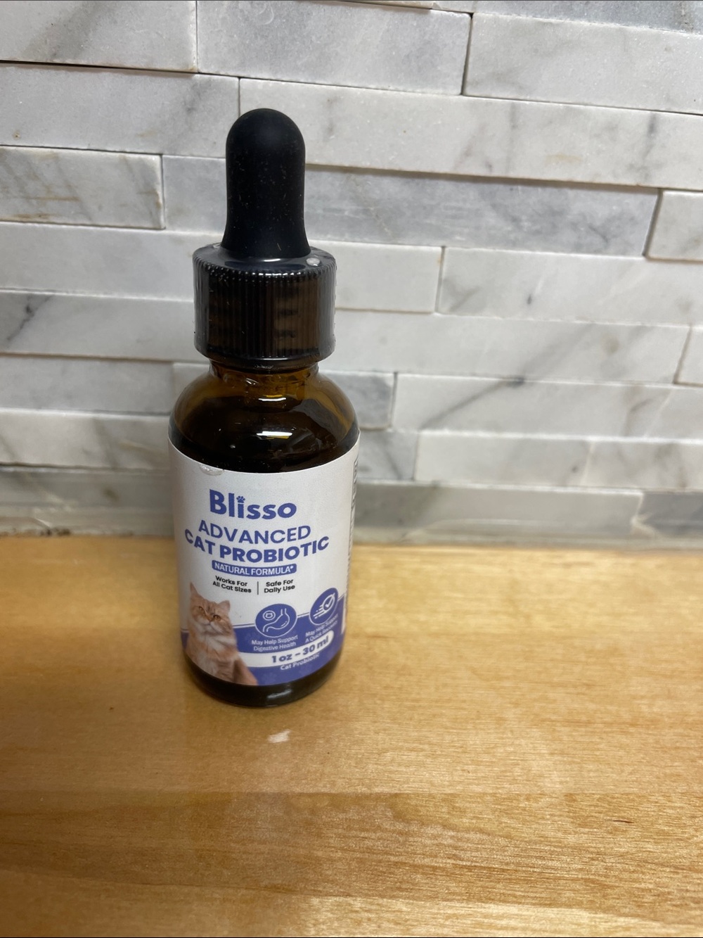 Bliss Cat Probiotic Dropper Bottle - Black and Brown 1 ounce 30 ml bottle
